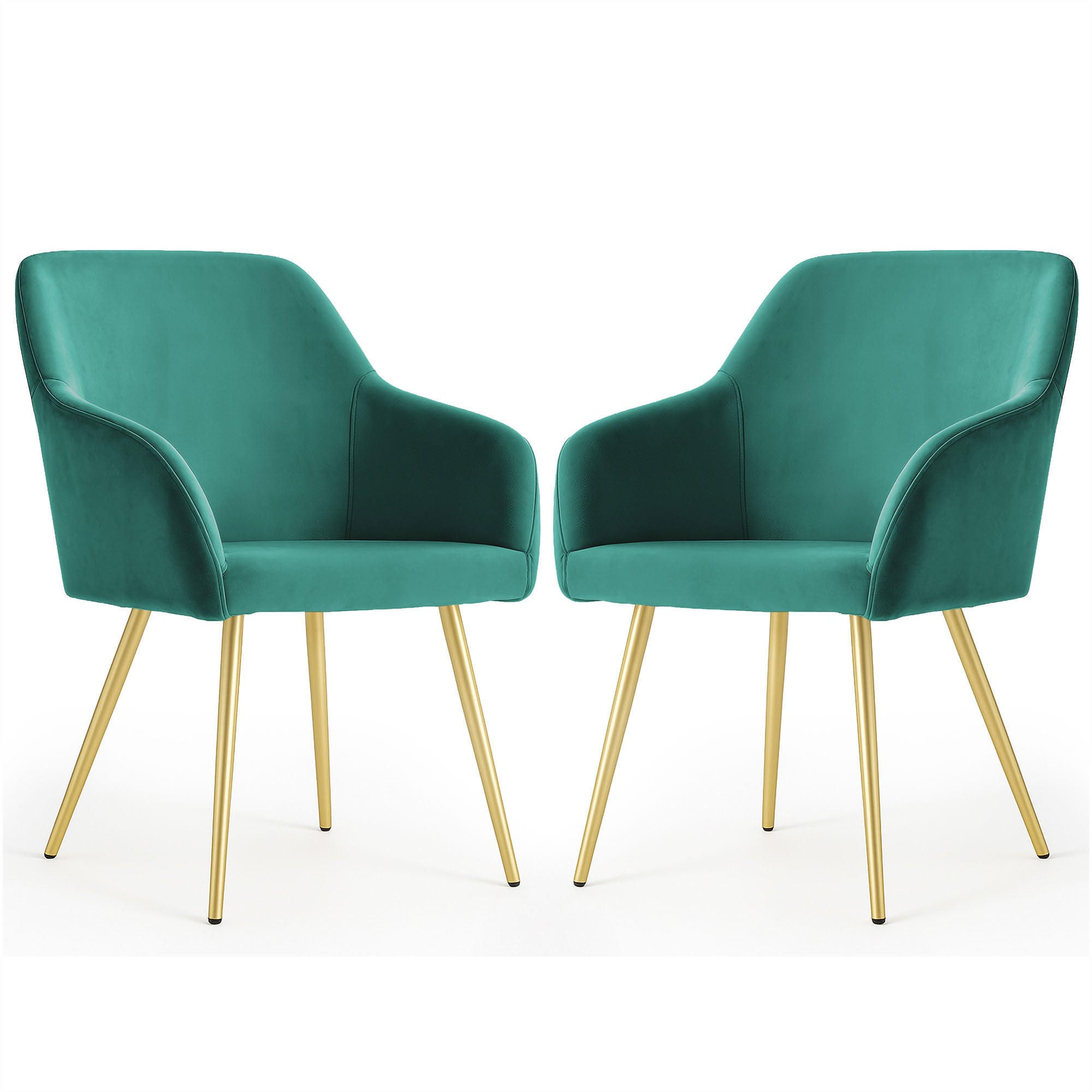 POLSTERSTUHL 2er Set, Metallbeine Grün, Gold 54,5/83/58 - Grün, Textil (55/83/58cm) - RAUMHIRSCH FURNITURE