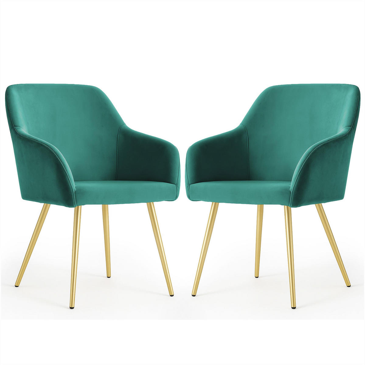 POLSTERSTUHL 2er Set, Metallbeine Grün, Gold 54,5/83/58 - Grün, Textil (55/83/58cm) - RAUMHIRSCH FURNITURE