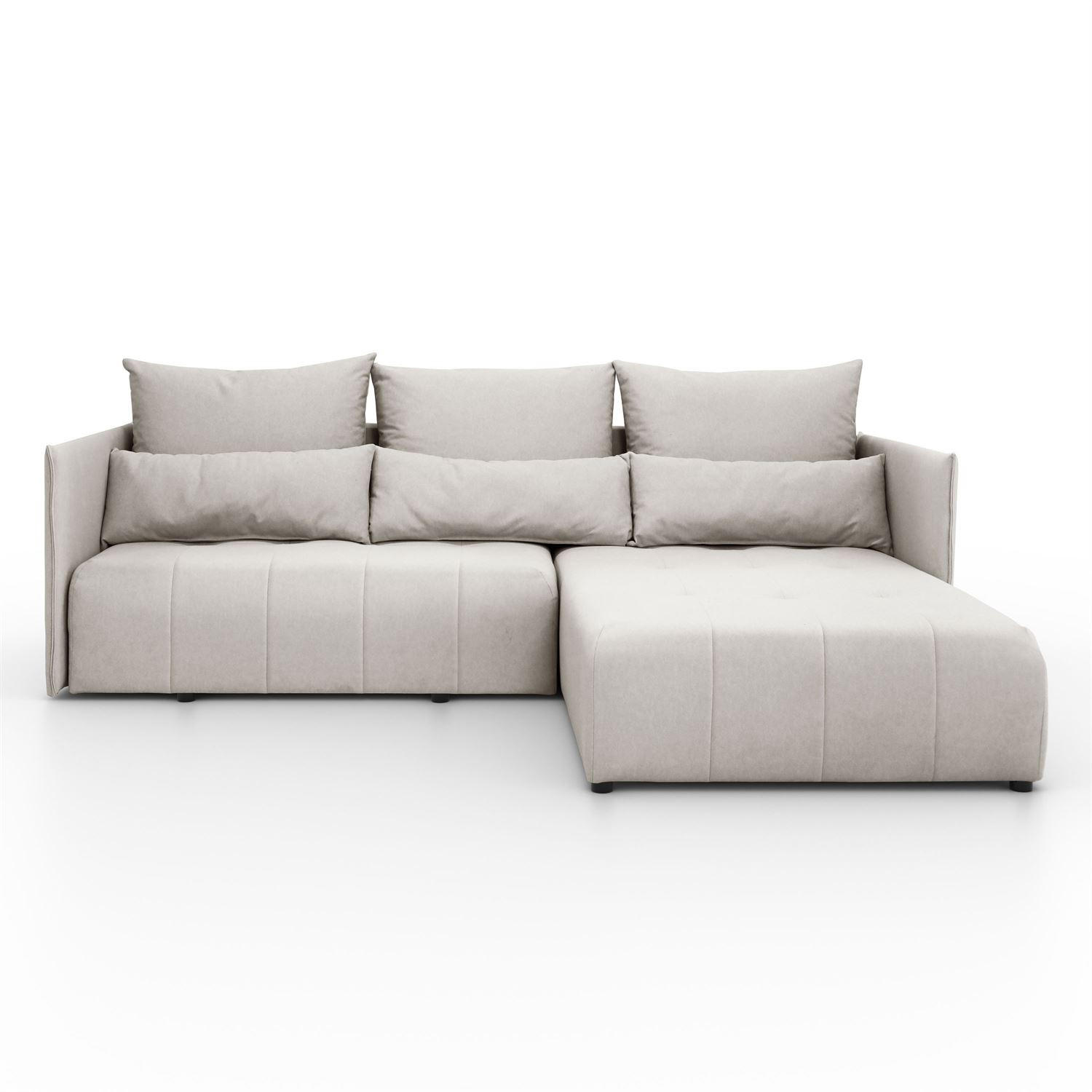 ECKSOFA APOLLO L mit Schlaffunktion und Bettkasten – rechte Seite - Ecru, Textil (246/188cm) - Lookway