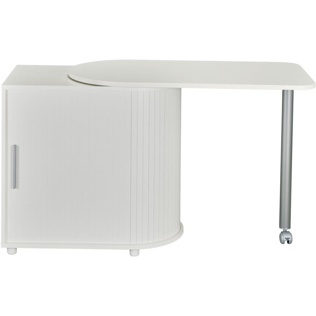 COMPUTERTISCH mit Rolladentür 55/131/75cm - Weiß, Holzwerkstoff (55/131/75cm) - Simmob