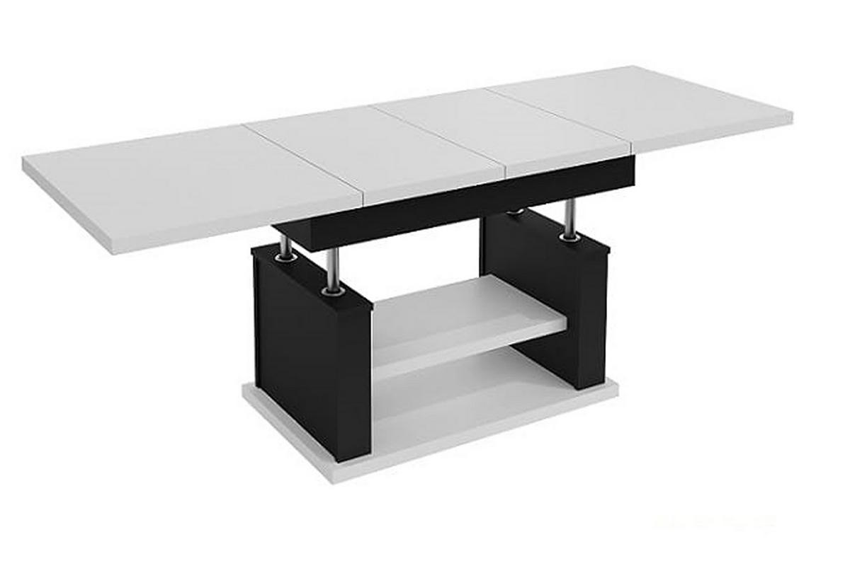COUCHTISCH rechteckig Weiß - Schwarz ausziehbar höhenverstellbar - Schwarz/Weiß, Holzwerkstoff (70/120/60cm) - designimpex