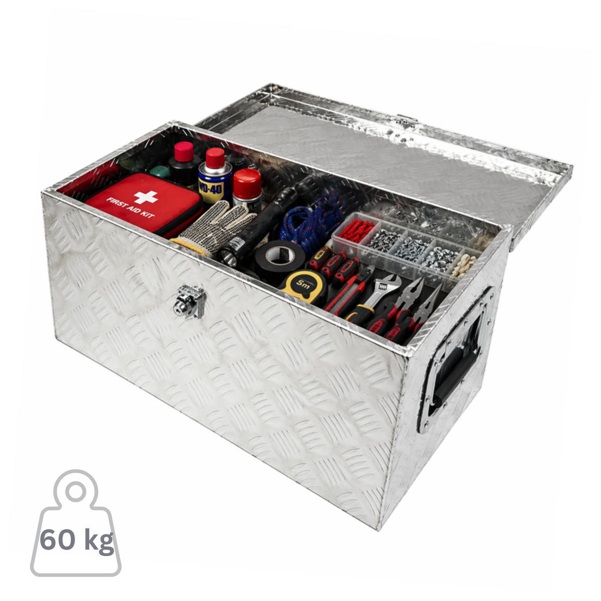 DEICHSELBOX Titan Anhängerbox 25x68x30cm Aluminium - Silberfarben, Metall (68/25/30cm) - PROREGAL
