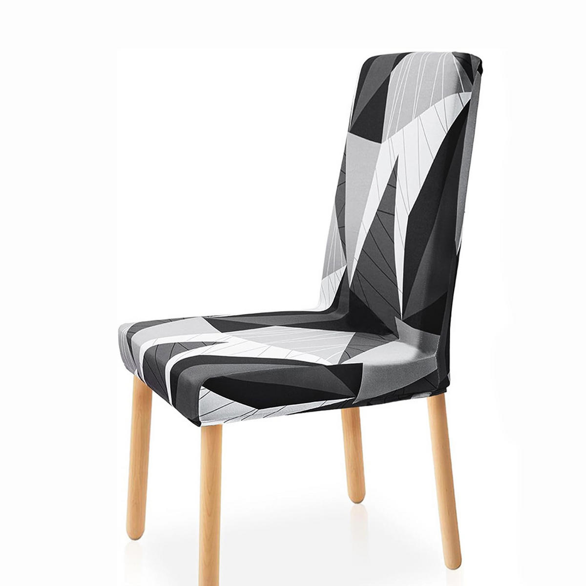 STUHLHUSSE Groß Stretch Waschbar(4-tlg. Set) - Schwarz/Weiß, Textil (16/18cm) - Kaket