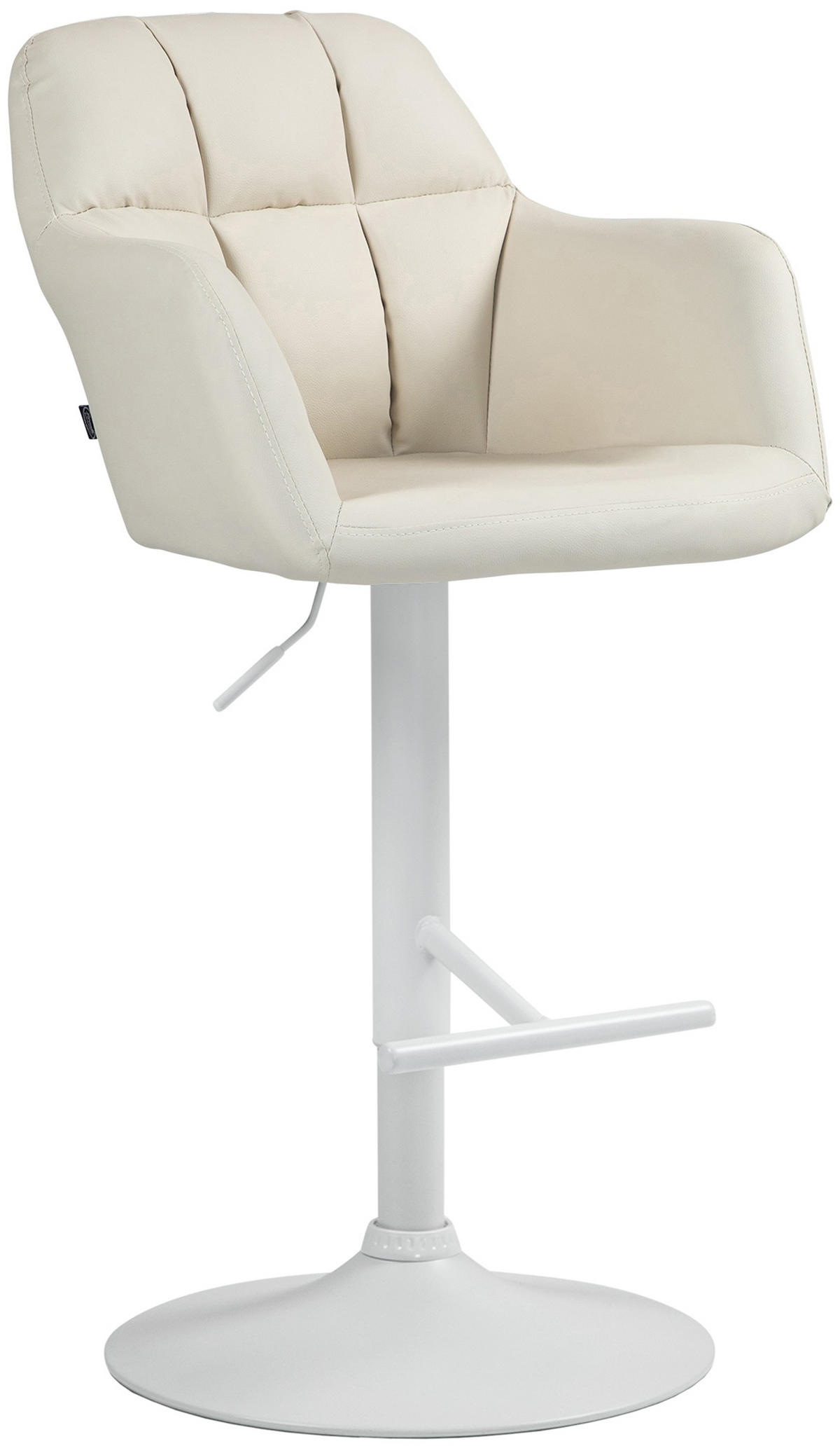 BARHOCKER Nardo Kunstleder weiß creme - Naturfarben/Weiß, Kunststoff/Metall (57/118/59cm) - TPFLiving