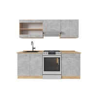 KÜCHENZEILE R-Line Beton/Goldkraft Eiche 200 cm ohne Arbeitsplatte - Honigeiche/Grau, Holzwerkstoff (200/81.6/46cm) - Vicco