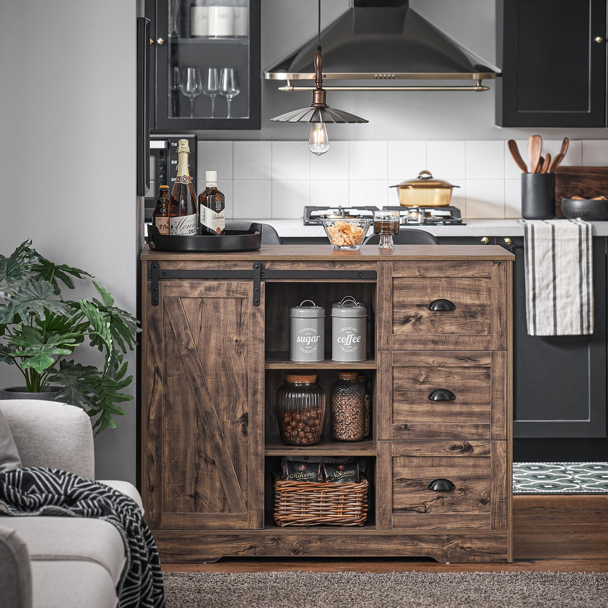 KÜCHENINSEL Vintagebraun - Braun, Holzwerkstoff (110/90/50cm) - SoBuy