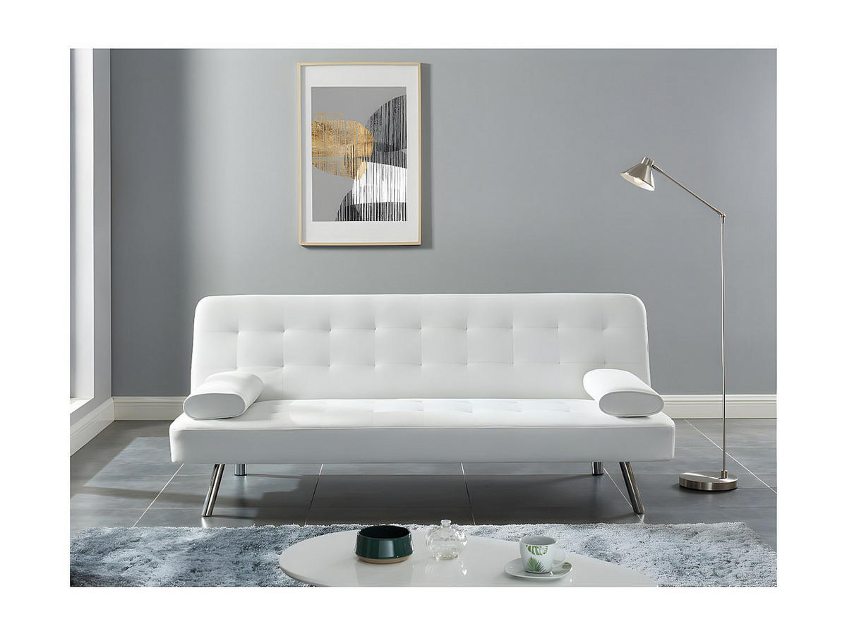 SCHLAFSOFA - 2 Personen - Kunstleder - Weiß - - Weiß, Leder (186/76/83cm) - Vente-Unique