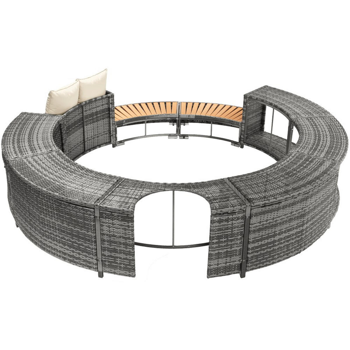 GARTENLOUNGE-SET mit Stauraum und Verstellbaren Füßen, Grau - Grau, Metall - KOMHTOM