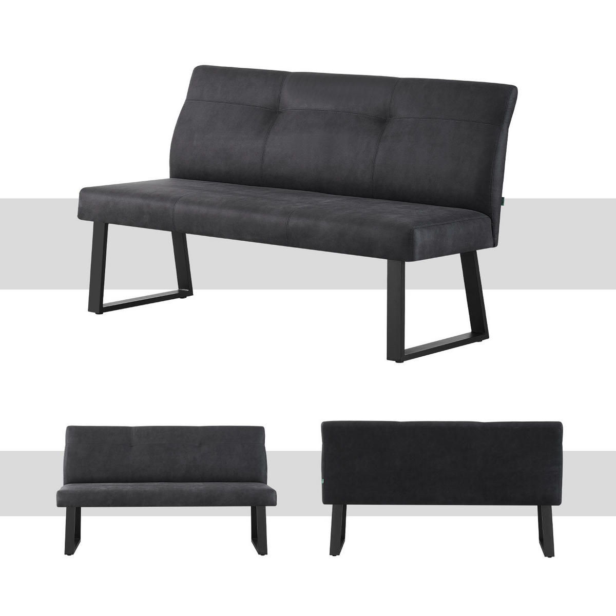 SITZBANK JOY - Schwarz, Metall (160/89/65cm) - DUBI Möbel