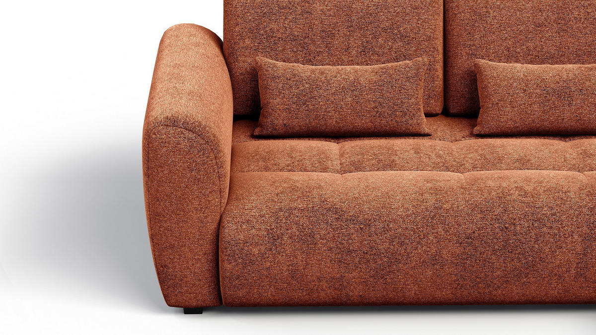 ECKSOFA SORENO 4-Sitzer, orange - Schwarz/Orange, Holz/Textil (293/171cm) - Courtois Laville