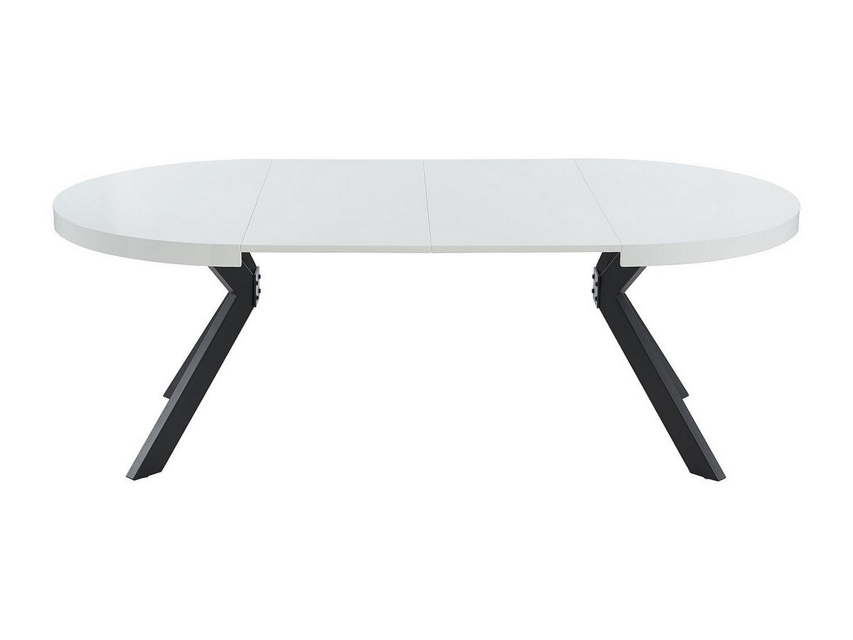 SET Tisch KOMONI + 4 Stühle MORONI - Weiß lackiert & Terracotta - Schwarz, Holz (220/76/120cm) - Vente-Unique