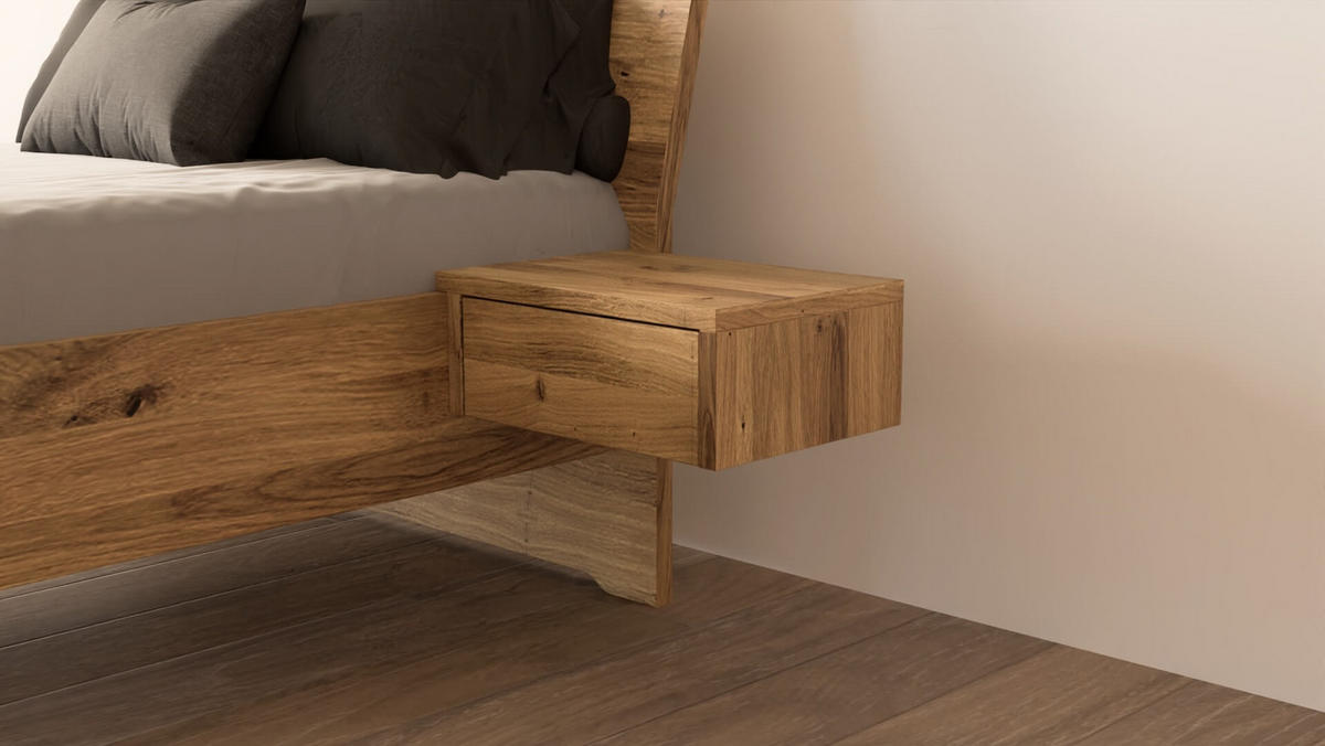 SCHWEBEBETT 100/220 cm aus Wildeiche - Braun, Holz (100/220cm) - MeinMassivholz