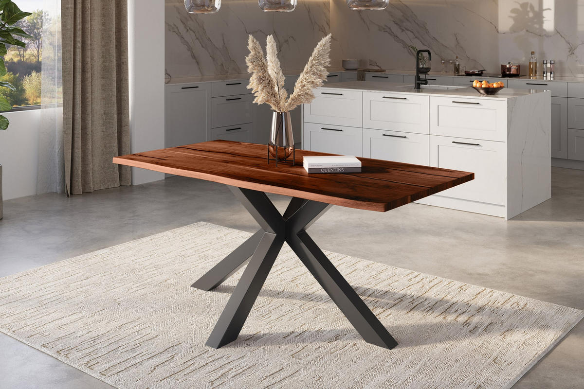 ESSTISCH POLLY - Schwarz/Braun, Holz/Metall (85/160/77cm) - SAM