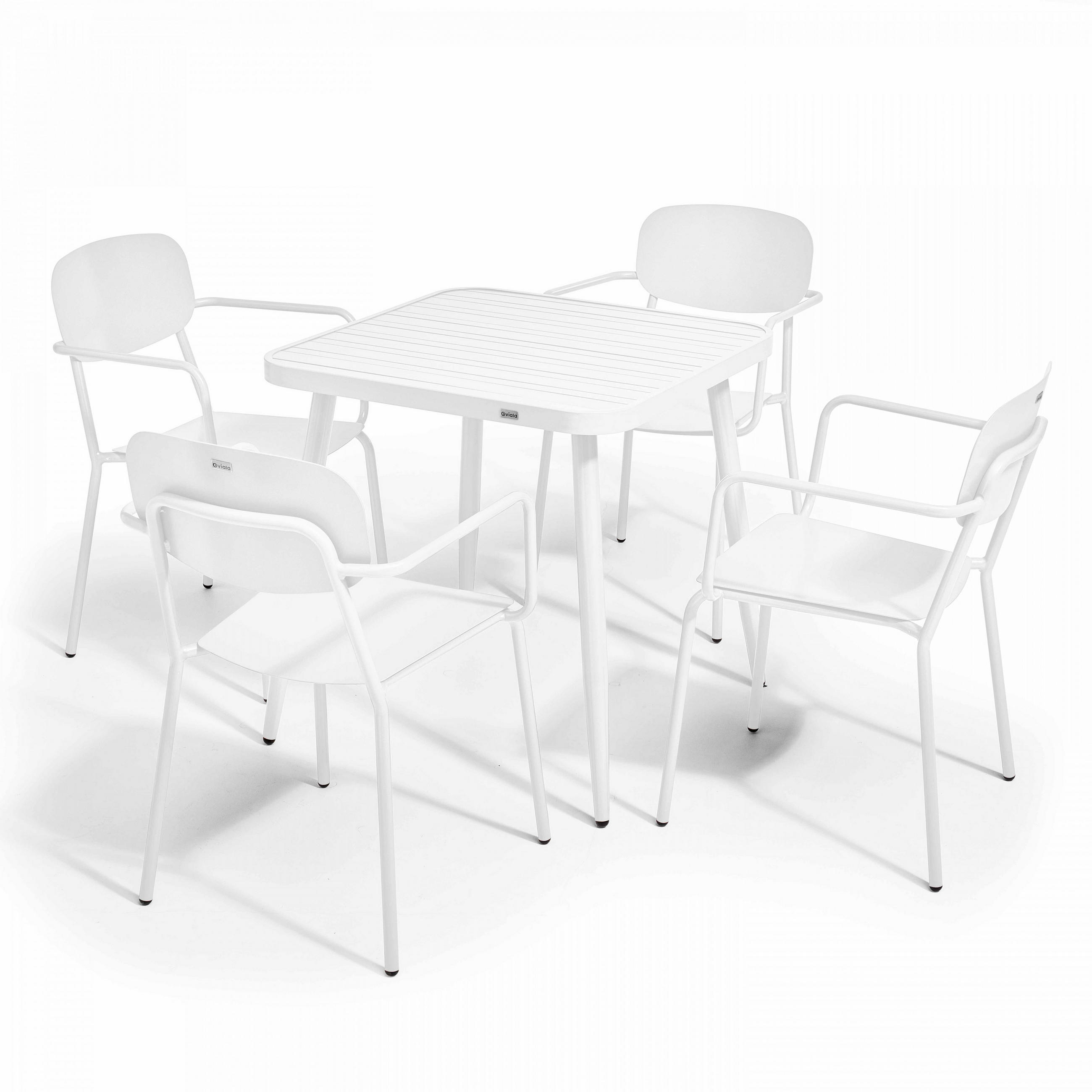 GARTENSET 5-tlg., Grau/Weiß - Weiß, Metall - Oviala