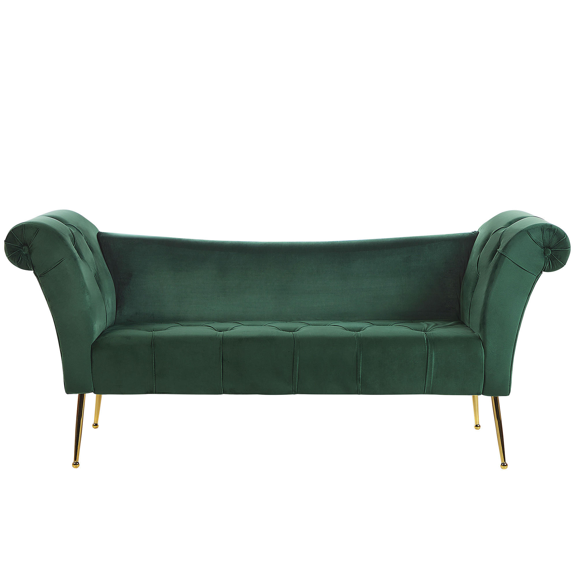 ČALOUNĚNÉ LEHÁTKO CHAISE LONGUE Sametová látka tmavě zelené/zlaté Nantilly - zlatá/tmavě zelená, textil (175/76/70cm) - Beliani