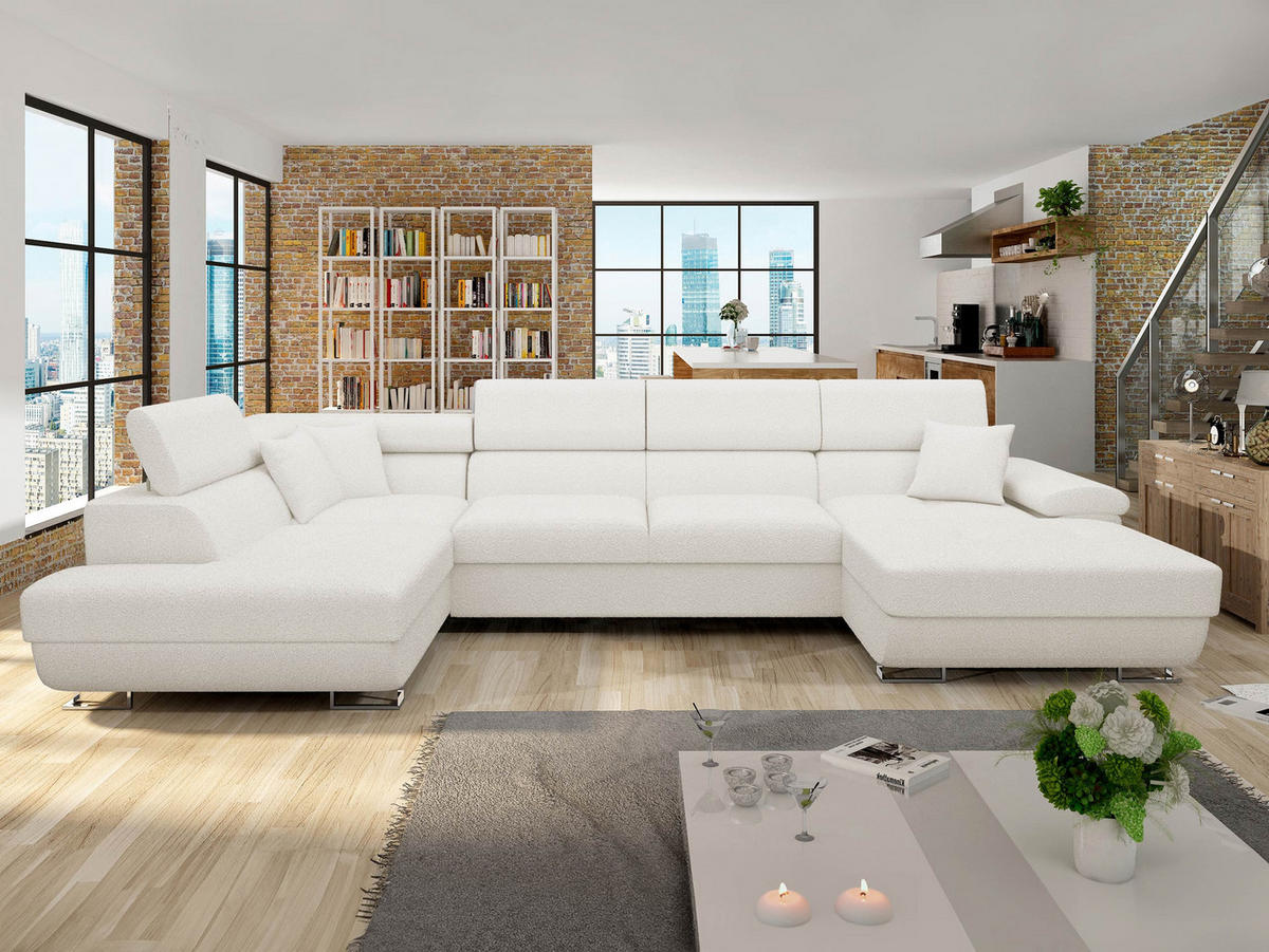WOHNLANDSCHAFT Cotere Bis Premium, Seite: Links - Creme, Holz/Textil (345/91/202cm) - MIRJAN24