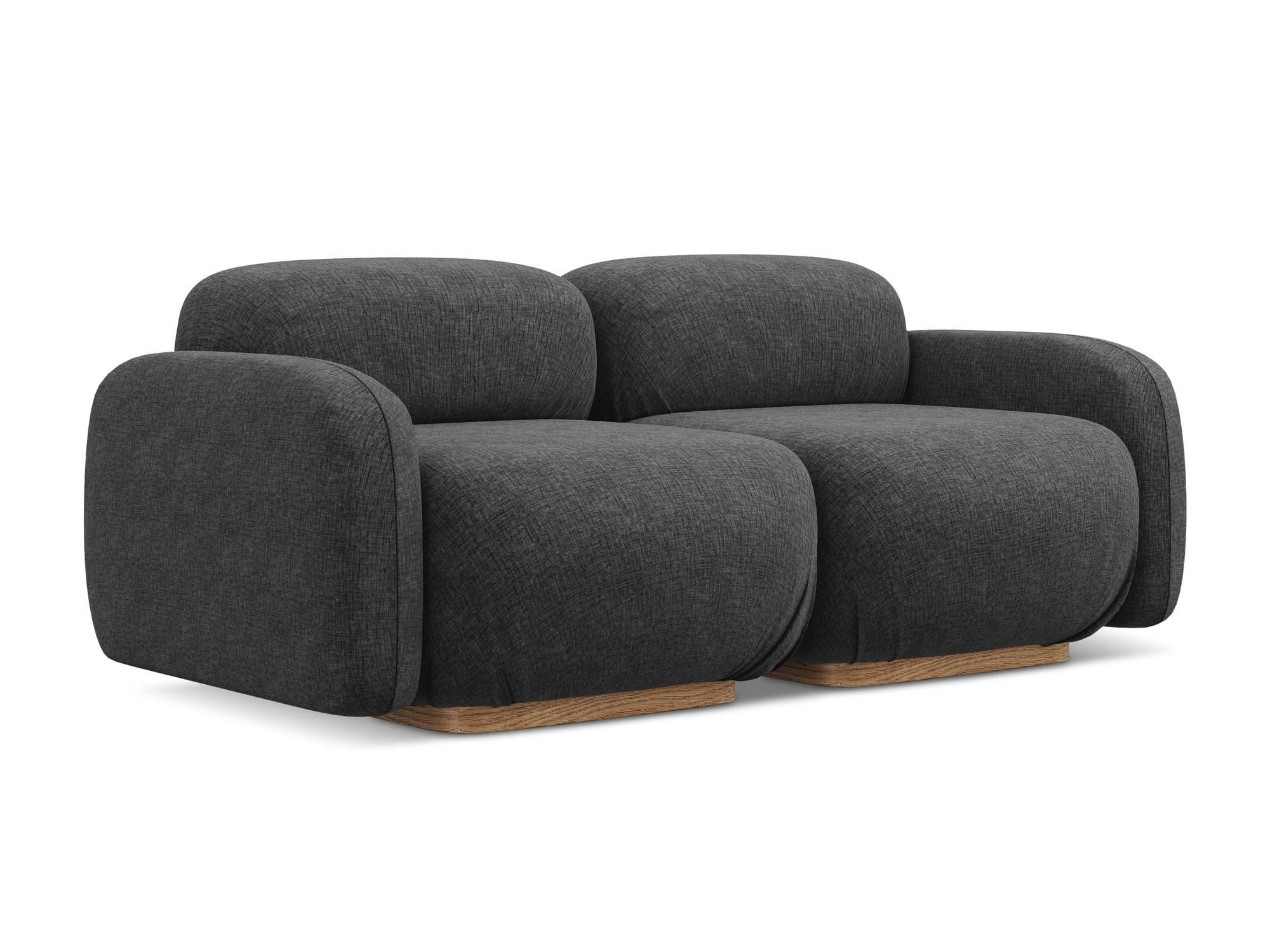 3-SITZER SOFA Chenille Stoff Grau - Dunkelgrau/Braun, Holz/Textil (190/73/95cm) - Makamii