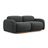 3-SITZER SOFA Chenille Stoff Grau - Dunkelgrau/Braun, Holz/Textil (190/73/95cm) - Makamii