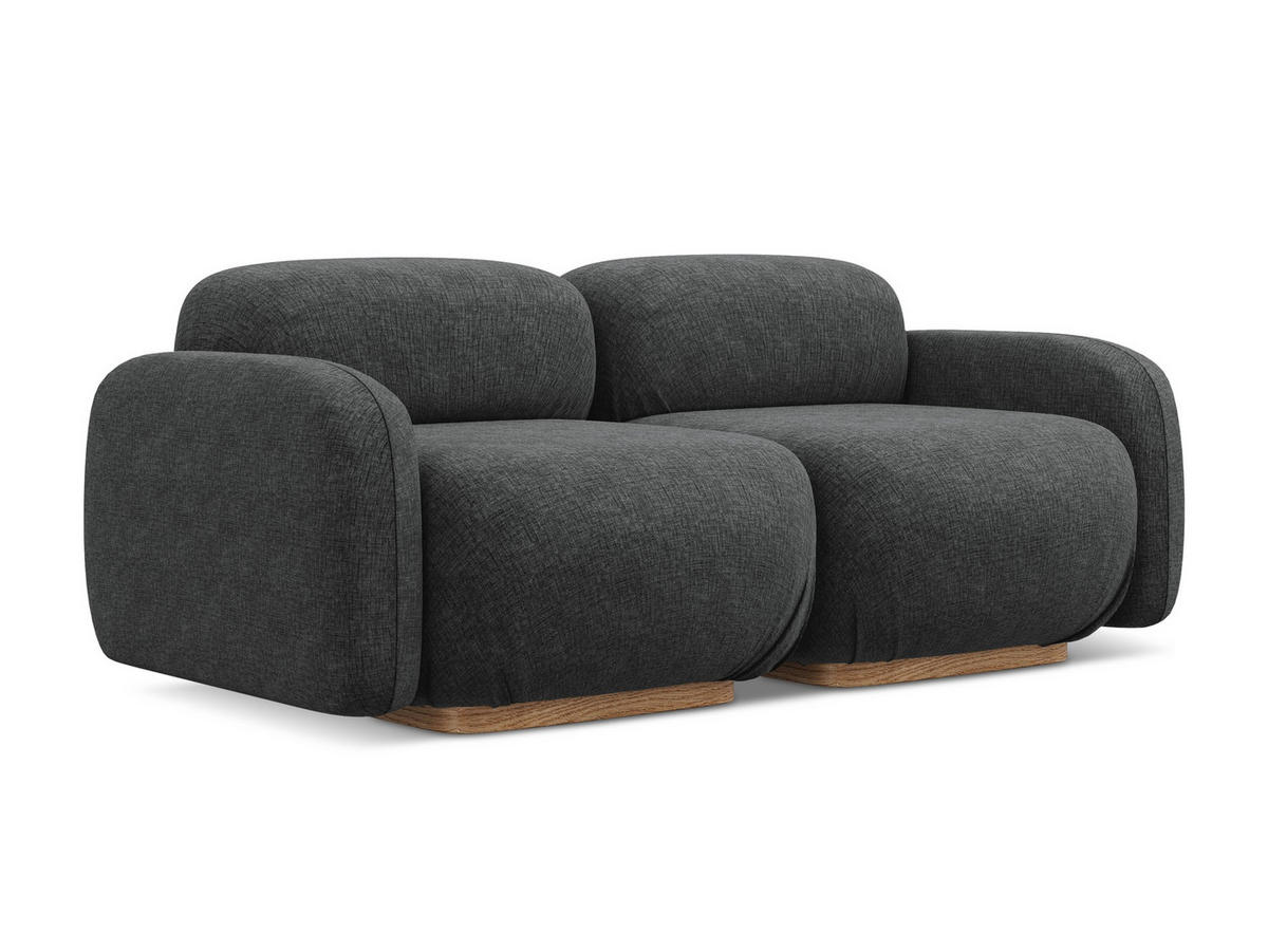 3-SITZER SOFA Chenille Stoff Grau - Dunkelgrau/Braun, Holz/Textil (190/73/95cm) - Makamii