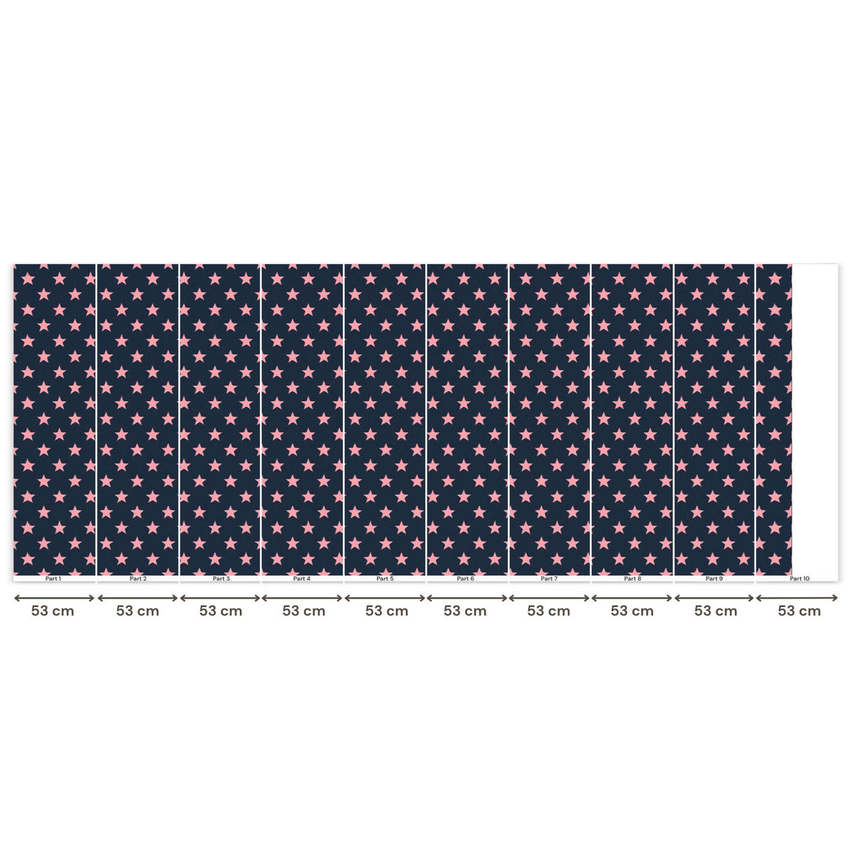 KINDERTAPETE - Muster - Sterne - Rosa - 500x200 cm - Anthrazit, Papier (500/200cm) - OnlyWow