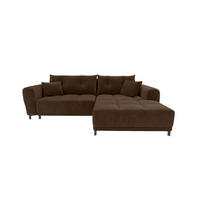 ECKSOFA Massimo Cordstoff Braun inkl. Schlaffunktion Rechts - Schwarz/Braun, Textil/Metall (246/177cm) - 99rooms