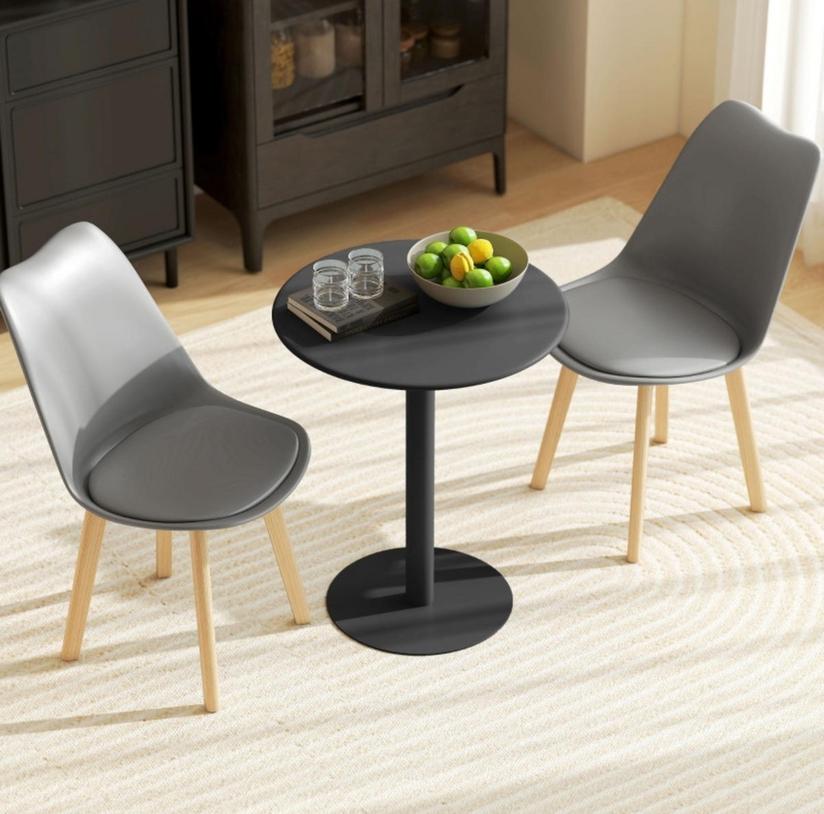 ESSTISCH aus Stahl 60x60x72 cm Schwarz für 2 Personen, platzsparend und vielseitig - Schwarz, Metall (60/60/72cm) - Modfu
