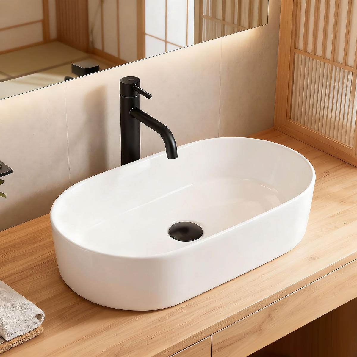 AUFSATZWASCHBECKEN Rea Layla 50 - Weiß, Keramik (30/11.5/53cm) - REA