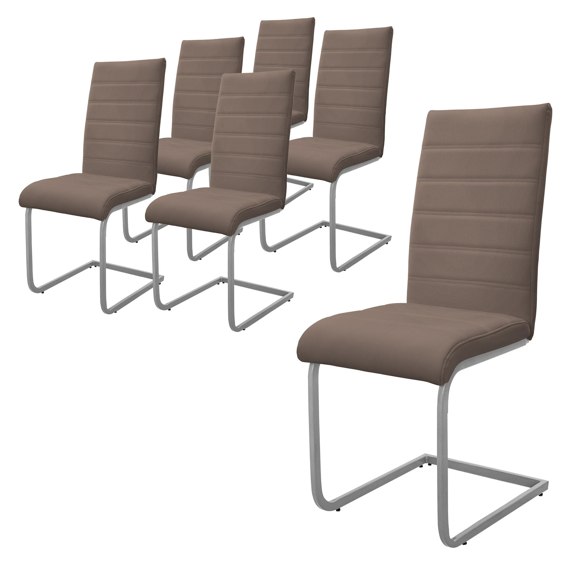 ML-DESIGN SADA 6 křesel Swing hnědá umělá kůže