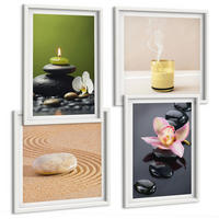 BILDER SET 4er Set - 50x50 cm & 40x60 cm Weißer Rahmen - Entspannende Zen-Steine für inneren Frieden - Weiß, Kunststoff (50/50cm) - TULUP