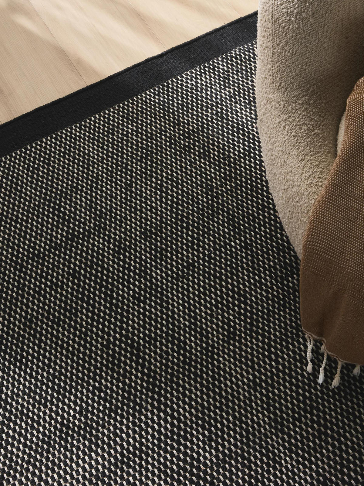 WOLLTEPPICH Rocco Schwarz/Weiß 170x240 cm - Schwarz, Naturmaterialien/Textil (170/240cm) - benuta Pure