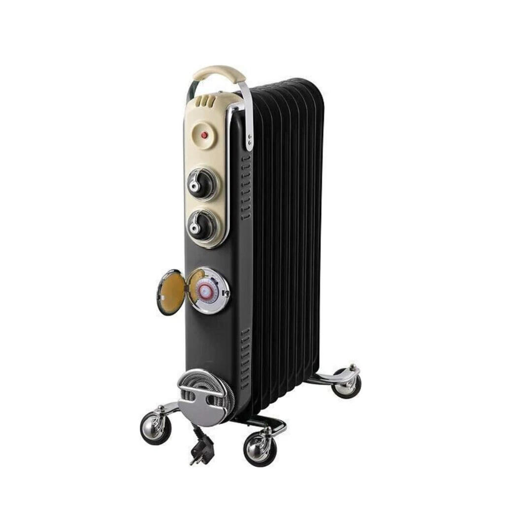 ÖLRADIATOR Drexon AXOS 2000W, Elektrische Heizung, Heizkörper, Heizgerät, mobile Elektroheizung, Elektroheizkörper, Elektro Konvektor, Heizlüfter - Schwarz, Metall (40/11/69.5cm) - JUNG