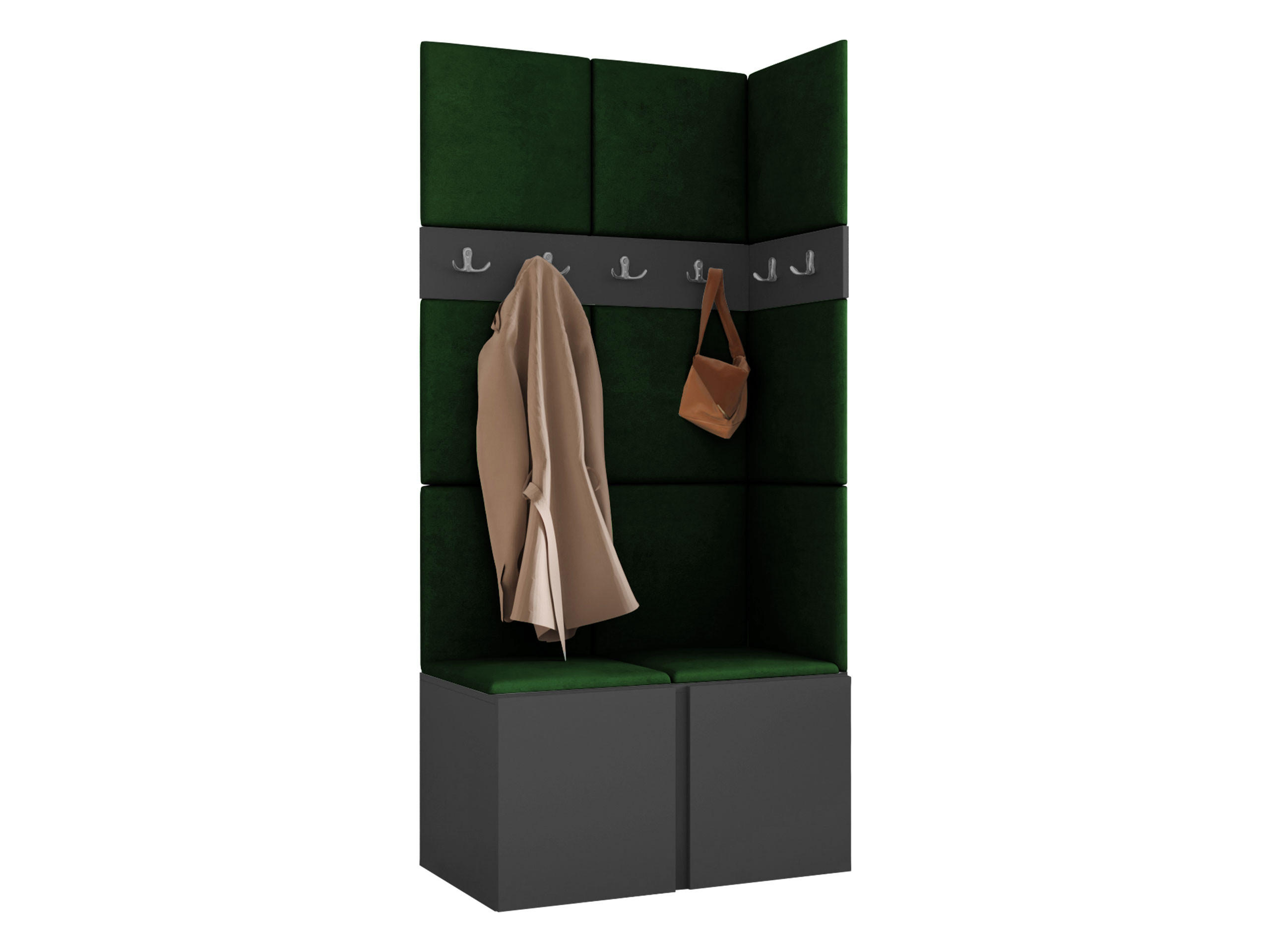 MOBILIER PENTRU HOL Orion I - verde/grafit, material plastic/compozit lemnos (84/186/46cm) - MIRJAN24
