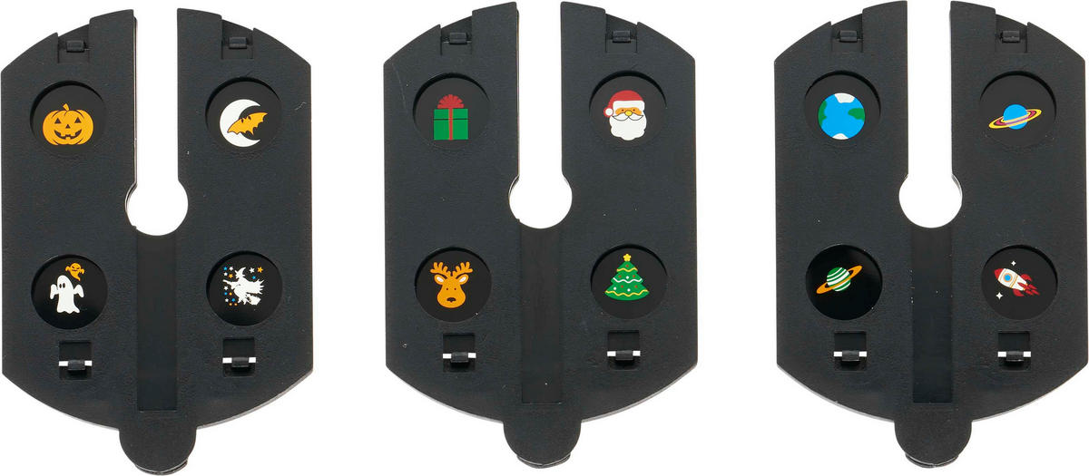 LED Halloween-Projektor - mit Stativ, 3 Motivschablonen und USB-Ladefunktion für stimmungsvolle Innenbeleuchtung, 3er-Set - Weiß, Kunststoff (22/5.8/5.8cm) - Northpoint
