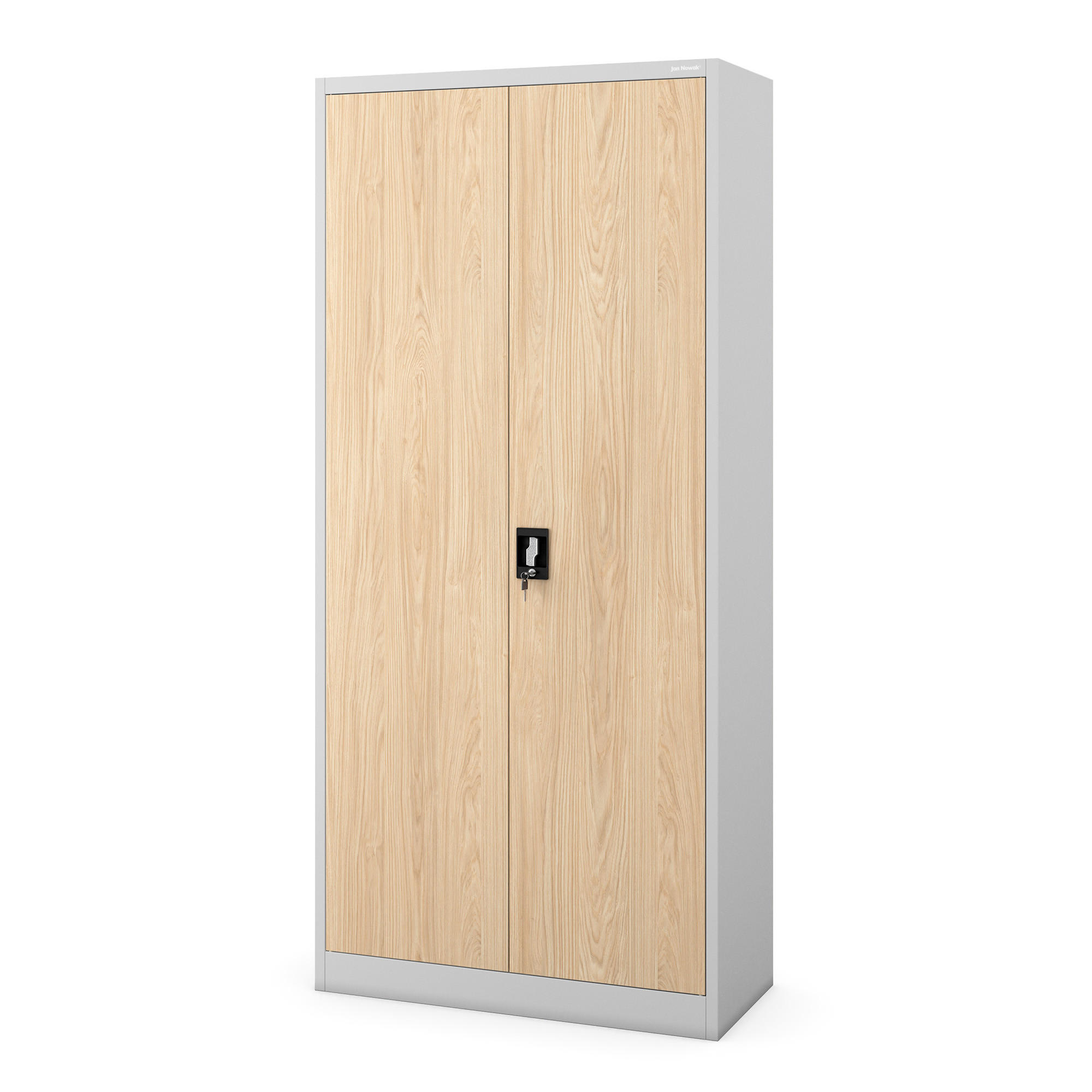 BÜRO-AKTENSCHRANK JAN H 195x90x40 cm - Grau/Sonoma Eiche, Metall (90/195/40cm) - Jan Nowak