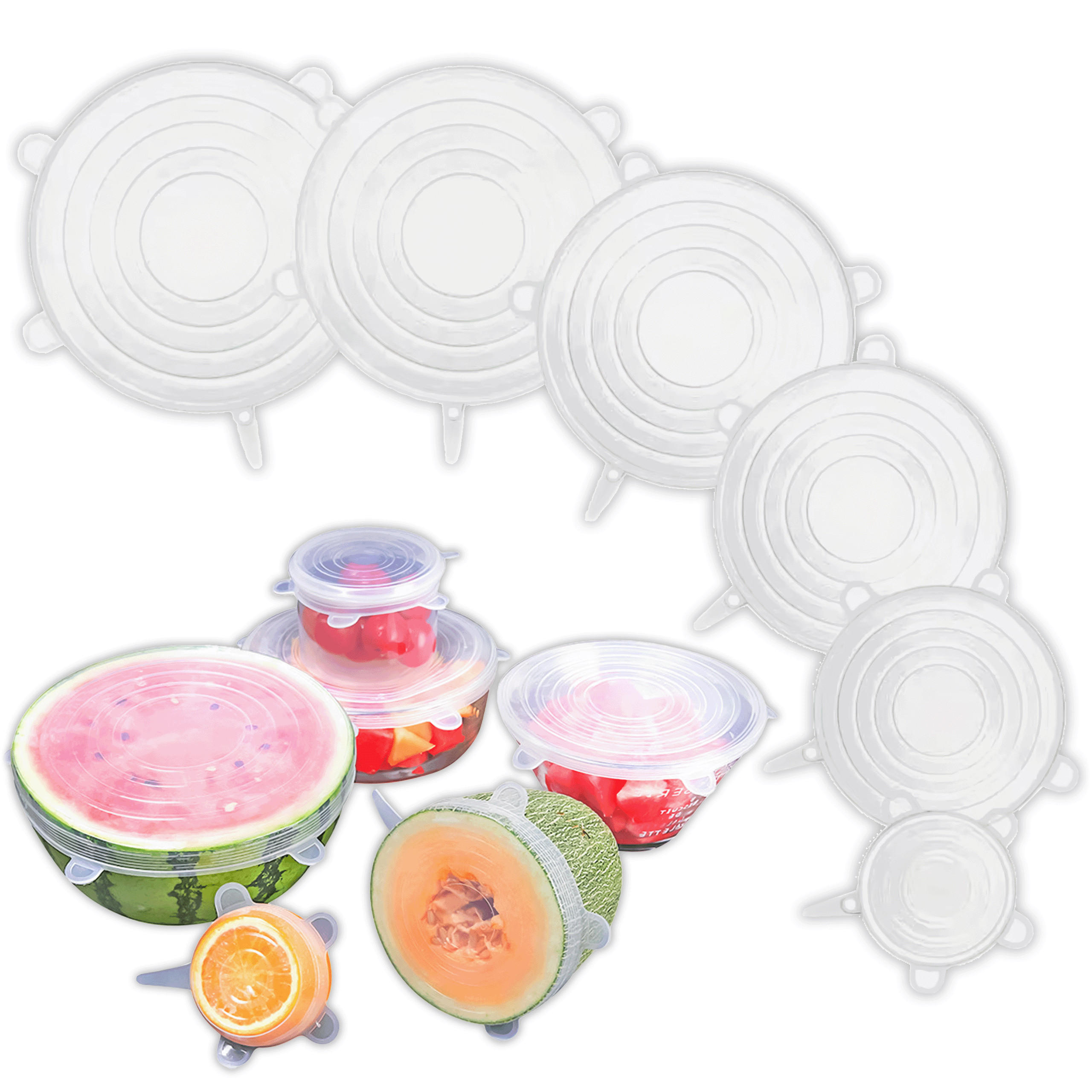 SILIKONDECKEL Set 6 Stück - Transparent, Kunststoff (16/1/16cm) - KRUMAD