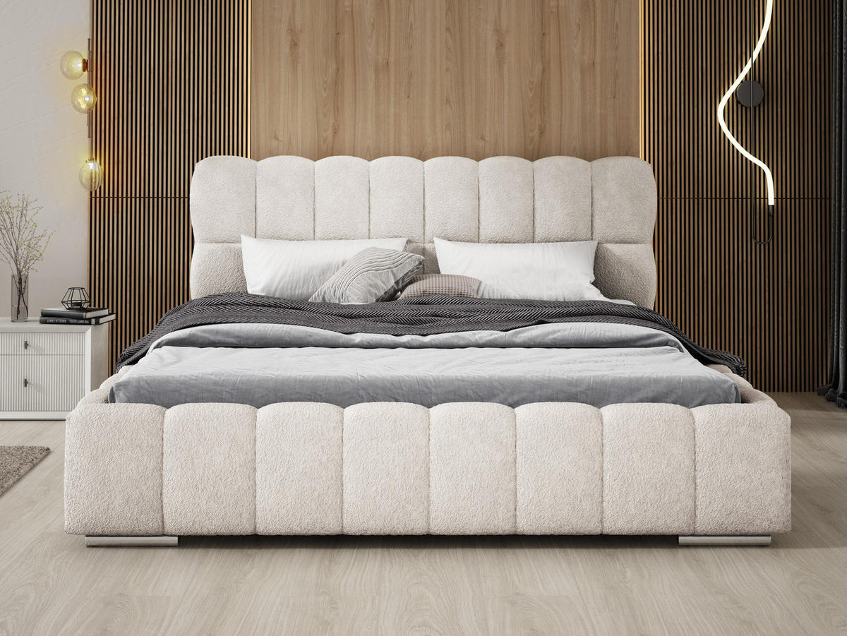 POLSTERBETT 180x200 cm Avilla mit Bettkasten, Lattenrost, Boucle, Creme - Creme, Holz/Textil (180/200cm) - Emporius