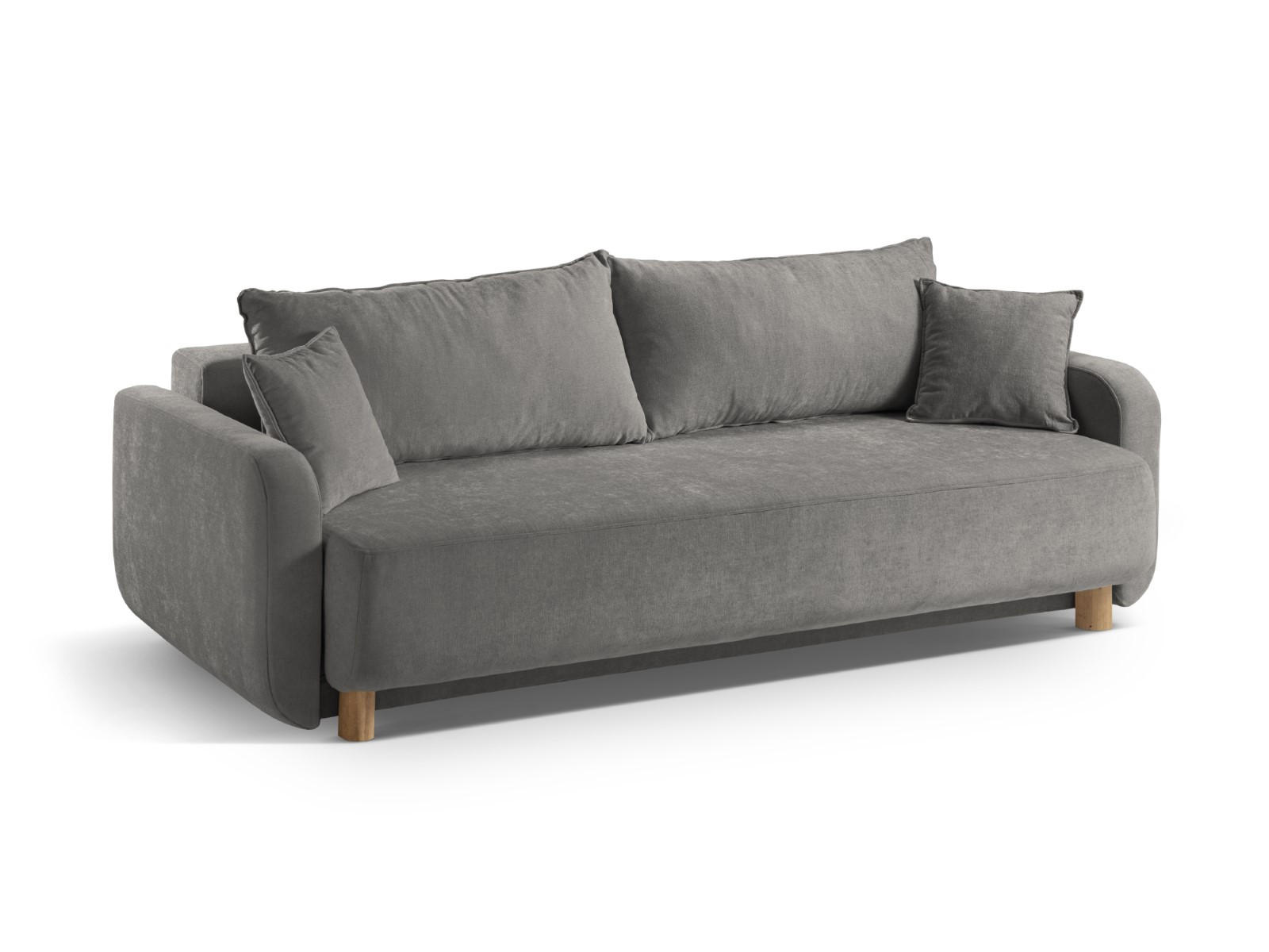 SOFA ausklappbar mit Bettkasten Elen aus strukturiertem Stoff grau 3 Sitzplätze - Grau, Textil (231/86/106cm) - Micadoni