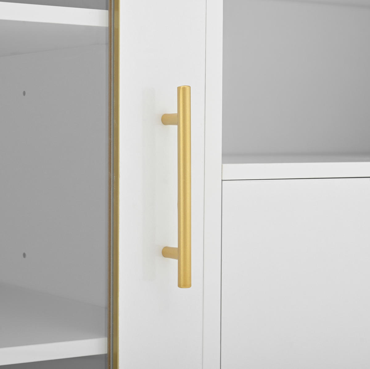KOMMODE aus MDF 120x38x90cm in Weiß mit Weinregal - Weiß, Holzwerkstoff (120/90/38cm) - Modfu