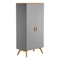 KLEIDERSCHRANK H207,5 cm - Nautis - Grau, Holzwerkstoff (58/207.5/100cm) - Calicosy