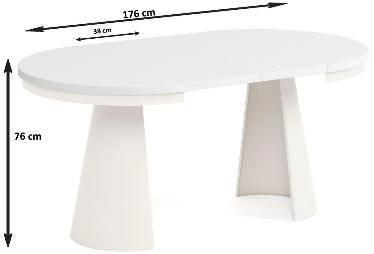 TISCH Schwarz ALMA Ausziehbar 100/176 cm - Eichefarben/Goldfarben, Holzwerkstoff (2/100/76cm) - Sepro Meble