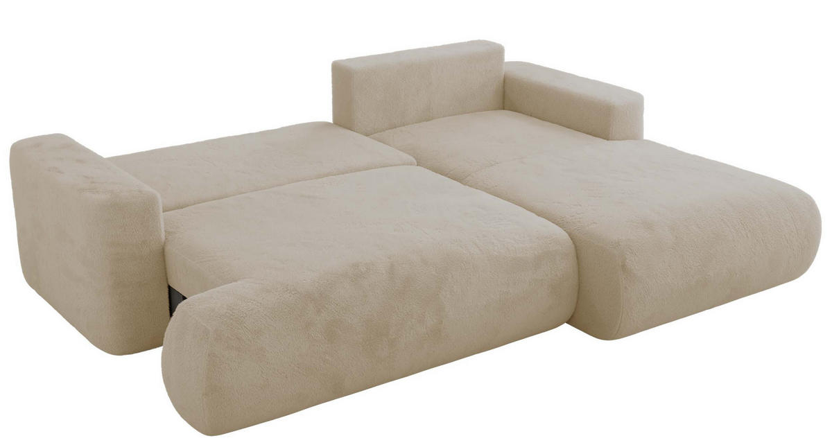ECKSOFA OVO L Creme Plüsch - Rechts Seite - Creme/Schwarz, Kunststoff/Textil (195/271cm) - MKS