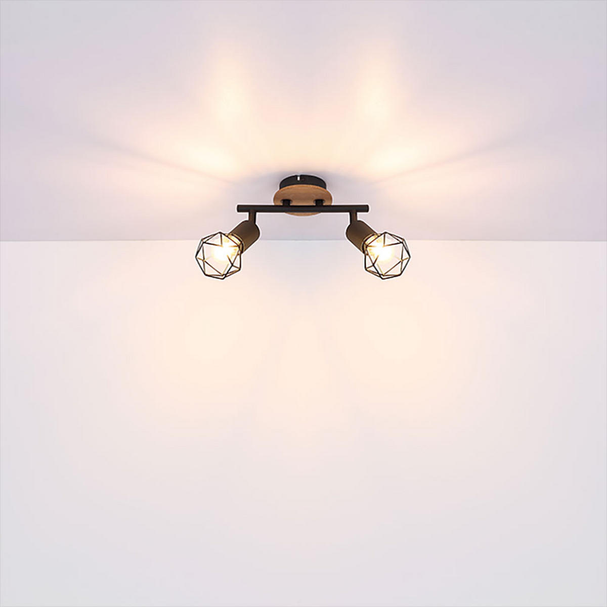 DECKENLEUCHTE Metall Holzoptik Schwarz - Schwarz, Holz (22/10/18cm) - Globo Lighting