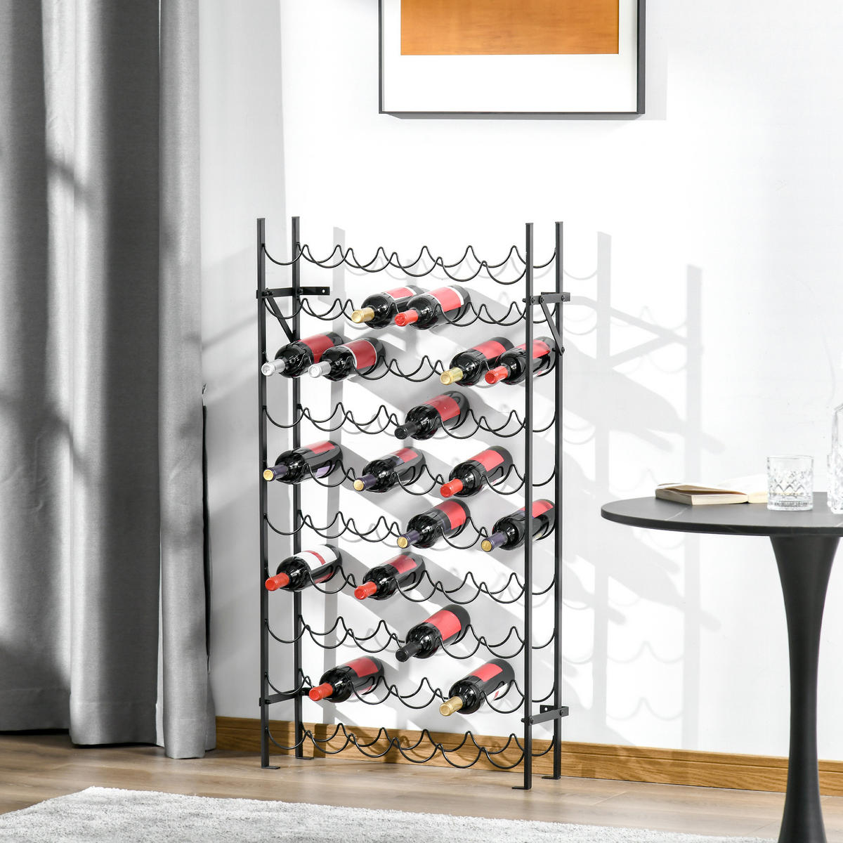 WEINREGAL, Eisen, Stahl, Schwarz - Schwarz, Metall (205/118/63cm) - HOMCOM