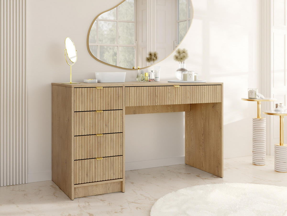 SCHREIBTISCH Tireno - Eichefarben/Goldfarben, Holzwerkstoff/Metall (55/120/76cm) - MIRJAN24