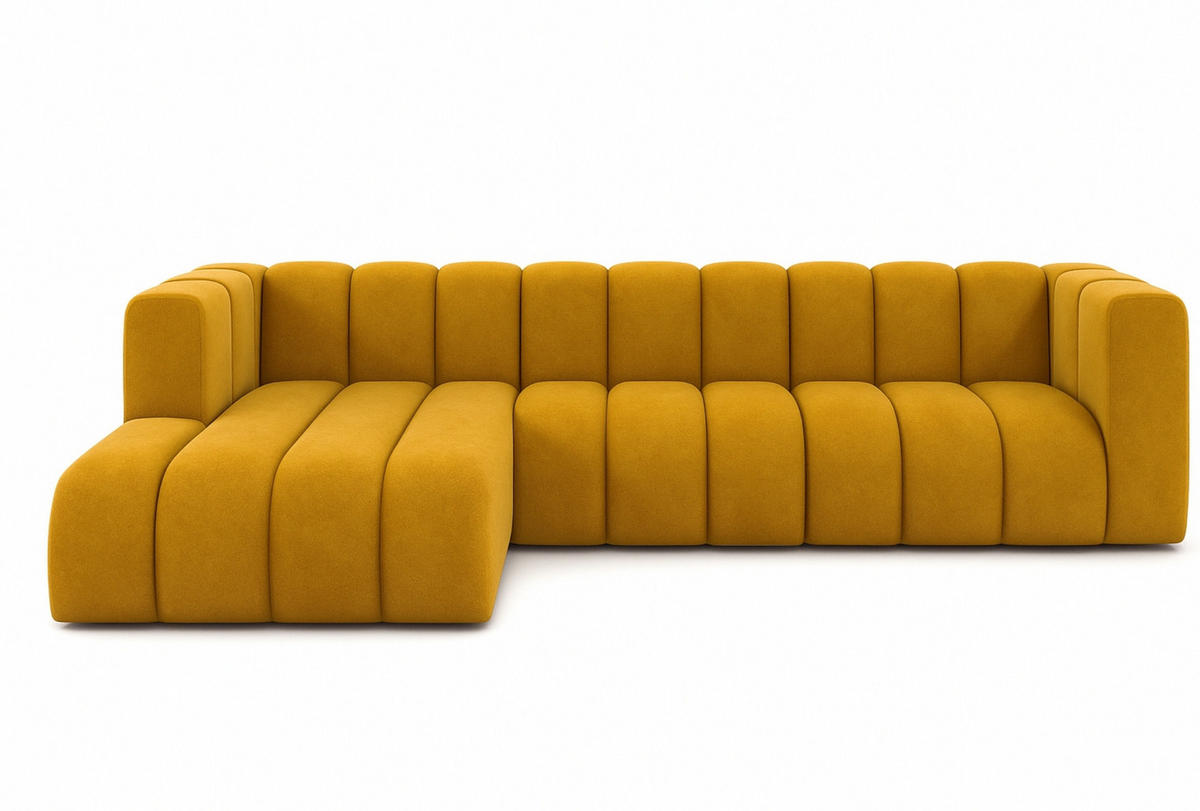 ECKSOFA L-Form GRAND 318 cm, Stoff Salvador, Gelb, Links - Gelb, Holz (318/179cm) - Kaiser Möbel