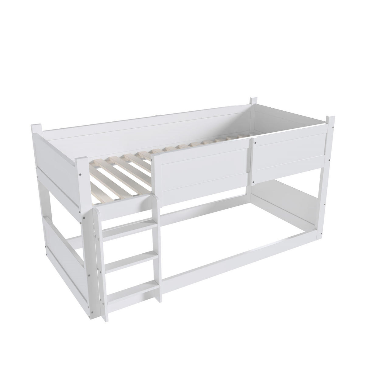 ETAGENBETT 90/200 cm Weiß aus Holz 3 Schlafplätze umbaubar mit hohem Rausfallschutz - Weiß, Holzwerkstoff (90/200cm) - OKWISH