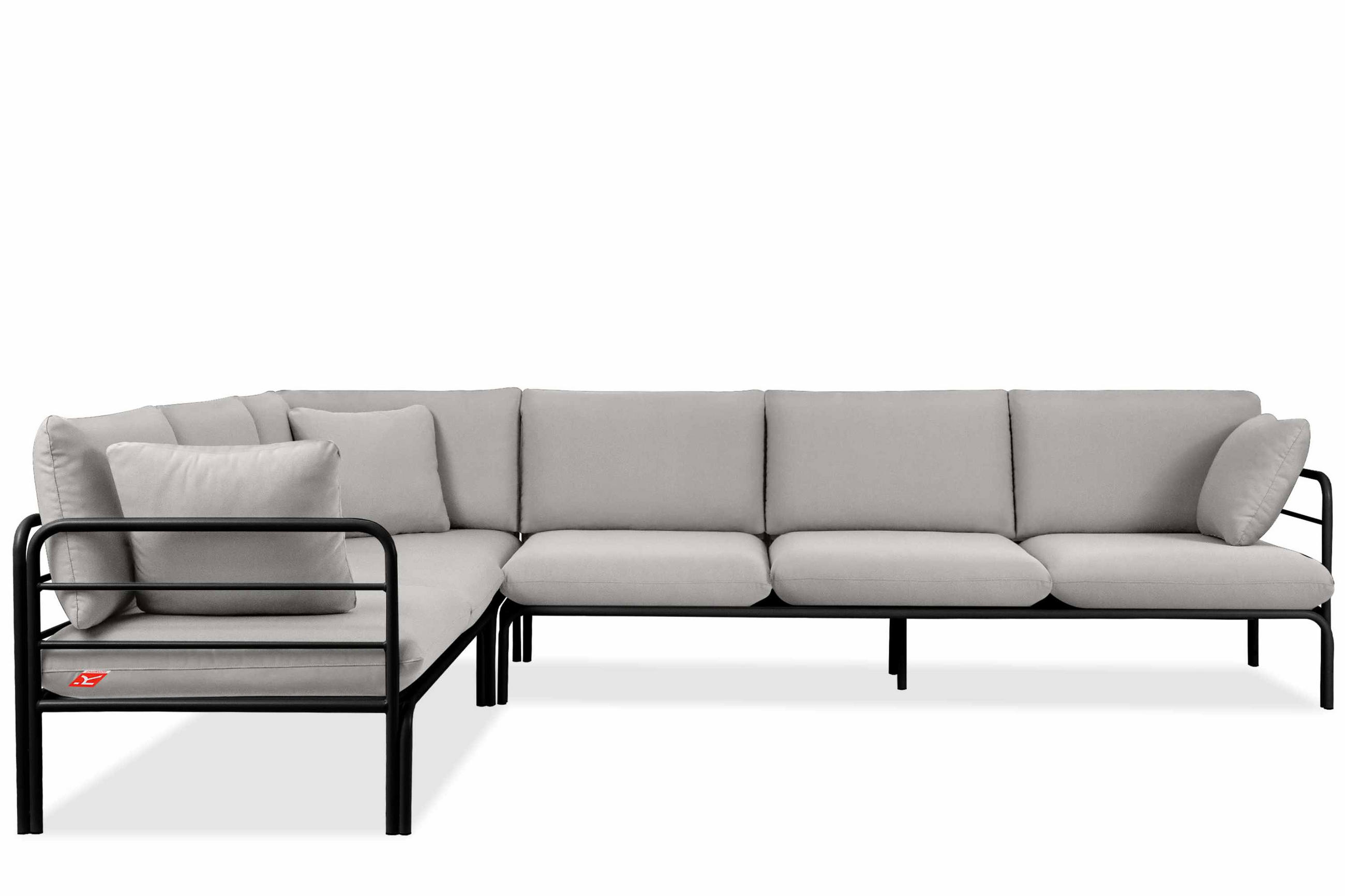 GARTENECKSOFA RAMBE 5-Sitzer mit Kissen, Anthrazit/Hellgrau - Dunkelgrau/Hellgrau, Textil/Metall (304/80/229cm) - KONSIMO®