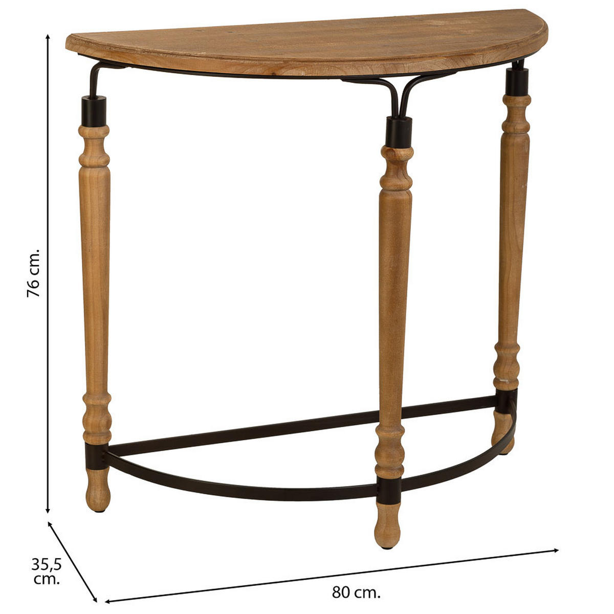 KONSOLENTISCH aus Metall und Holz, braun, 80x36x76cm - Braun, Holz (35.5/80/76cm) - Wanderlust