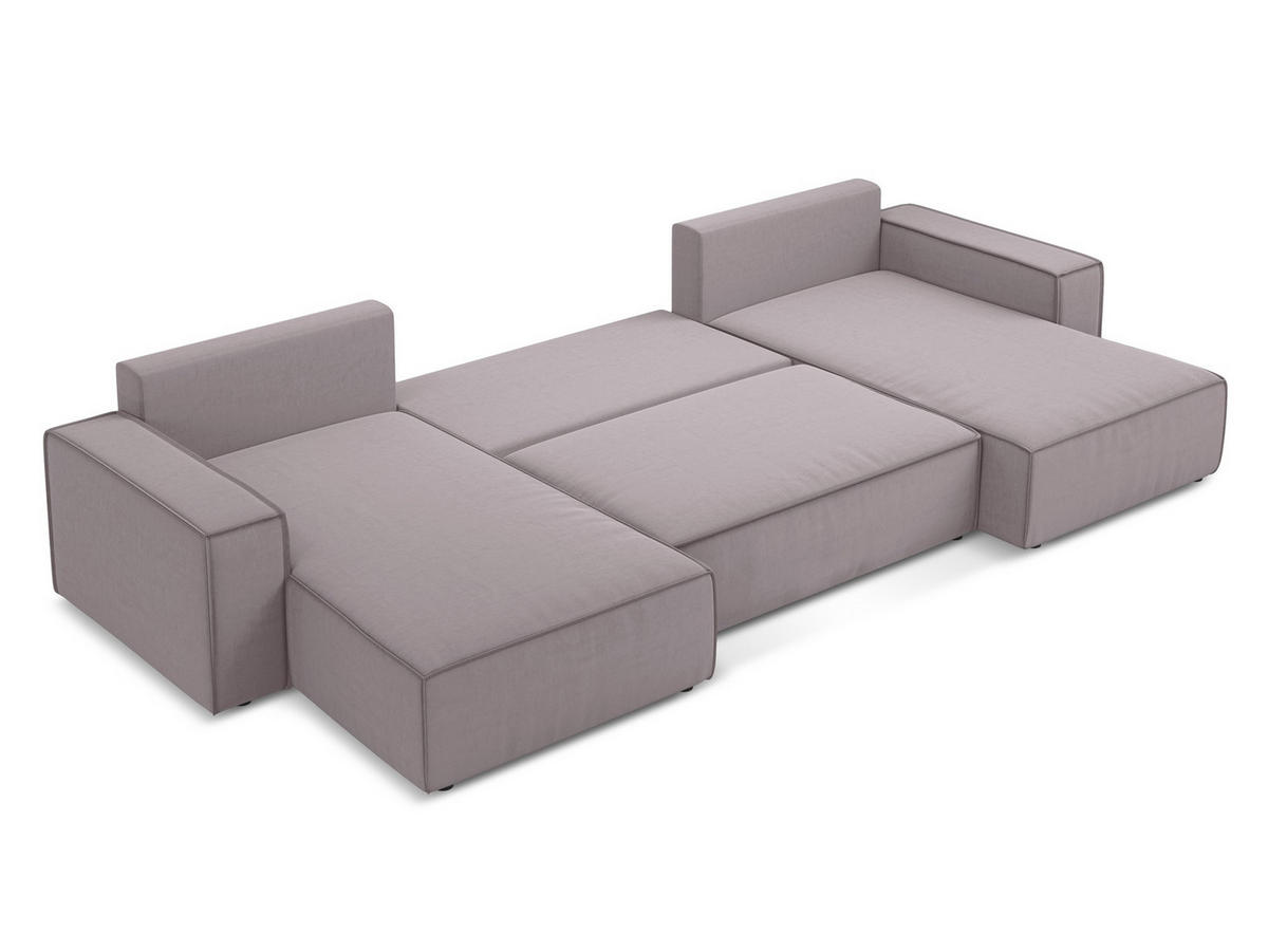 WOHNLANDSCHAFT Samt Stoff Violett - Lila/Flieder, Kunststoff/Textil (398/82/185cm) - Makamii