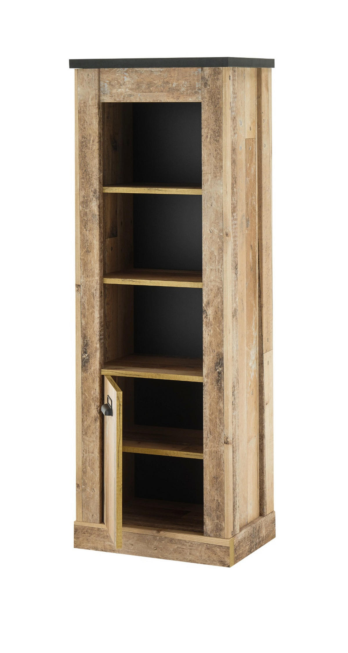 REGALSCHRANK Used Wood hell, anthrazit 51 cm, Regal mit Soft-Close - Anthrazit/Schwarz, Holzwerkstoff/Metall (51/146/38cm) - Furn.Design